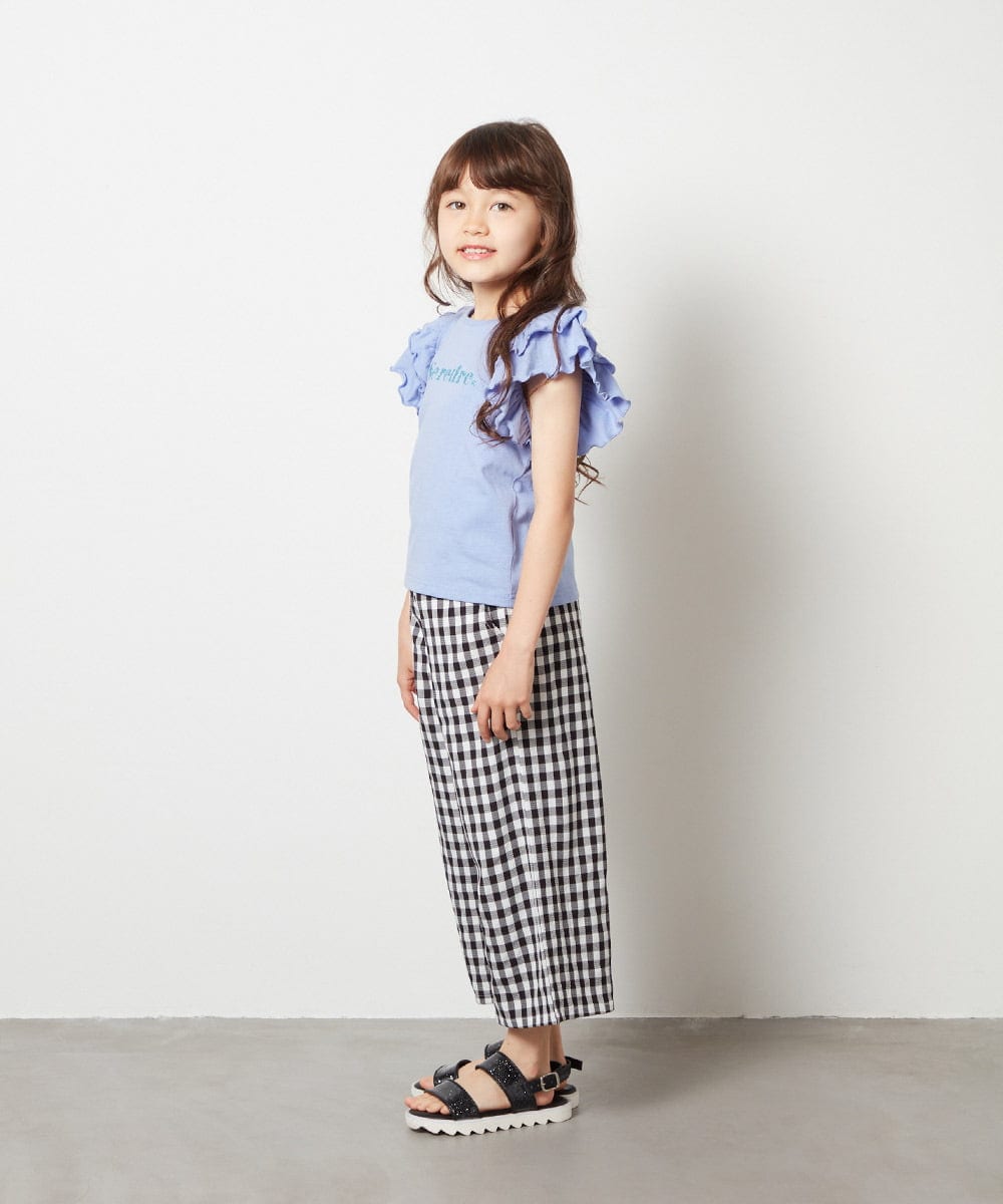 KJKFS83024 a.v.v KIDS(アー・ヴェ・ヴェ) [100-130]【マイルドライナーコラボ】袖フリルロゴカットソー マイルドレッド