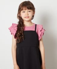 KJKFS83024 a.v.v KIDS(アー・ヴェ・ヴェ) [100-130]【マイルドライナーコラボ】袖フリルロゴカットソー マイルドレッド