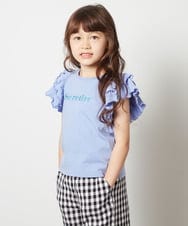 KJKFS83024 a.v.v KIDS(アー・ヴェ・ヴェ) [100-130]【マイルドライナーコラボ】袖フリルロゴカットソー マイルドダークブルー