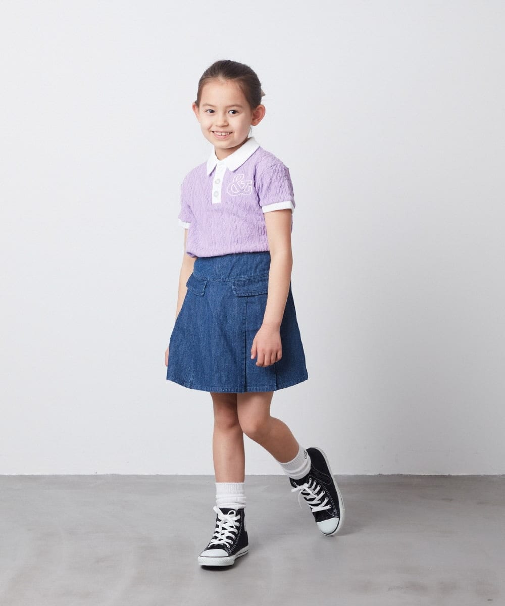 KJKFS84024 a.v.v KIDS(アー・ヴェ・ヴェ) [100-130]【マイルドライナーコラボ】ロゴポロTシャツ マイルドバイオレット