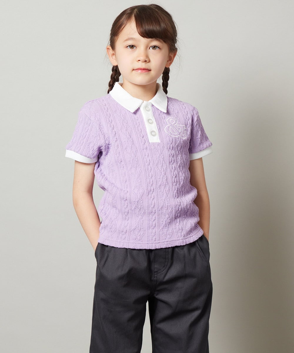 KJKFS84024 a.v.v KIDS(アー・ヴェ・ヴェ) [100-130]【マイルドライナーコラボ】ロゴポロTシャツ マイルドバイオレット