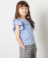 KJKFU83034 a.v.v KIDS(アー・ヴェ・ヴェ) [160]【マイルドライナーコラボ】袖フリルロゴカットソー マイルドダークブルー