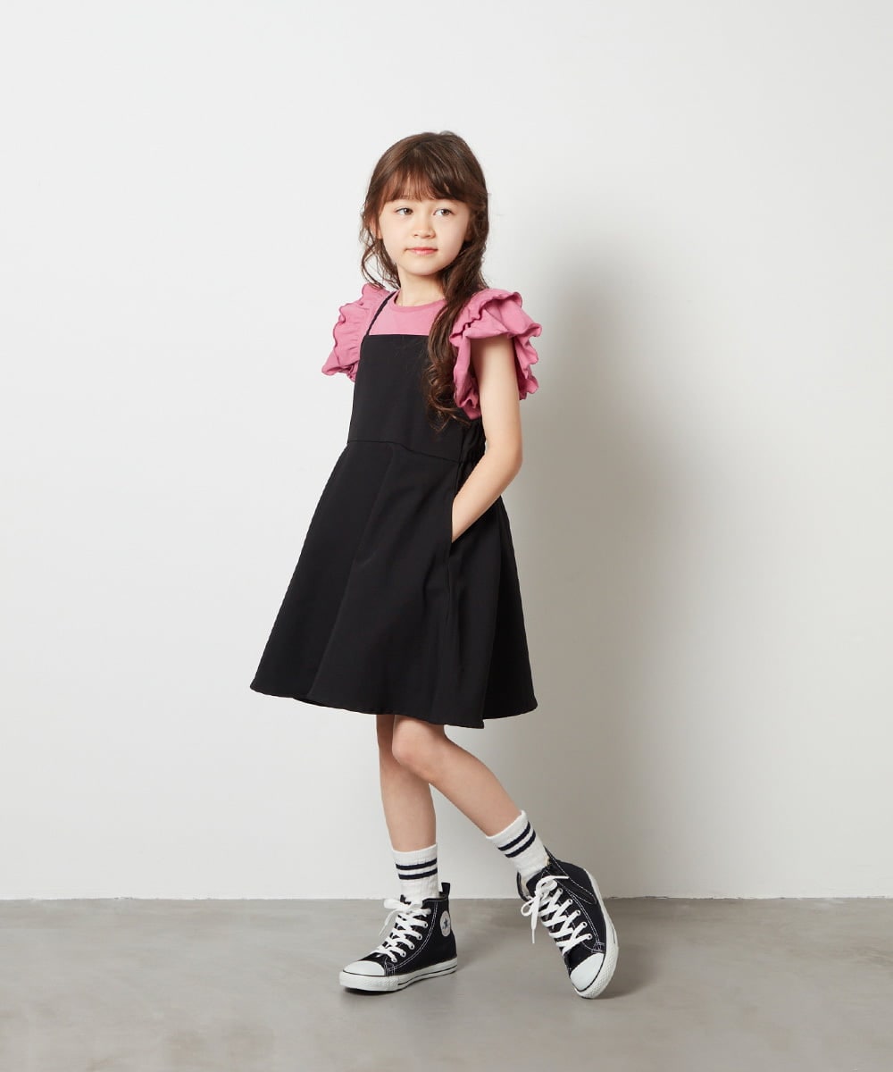 KJKFU83034 a.v.v KIDS(アー・ヴェ・ヴェ) [160]【マイルドライナーコラボ】袖フリルロゴカットソー マイルドダークブルー