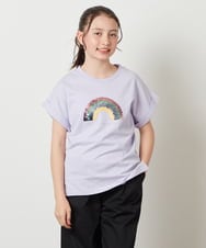 KJKFV46019 a.v.v KIDS(アー・ヴェ・ヴェ) [100-130]スパンコールＴシャツ ホワイト