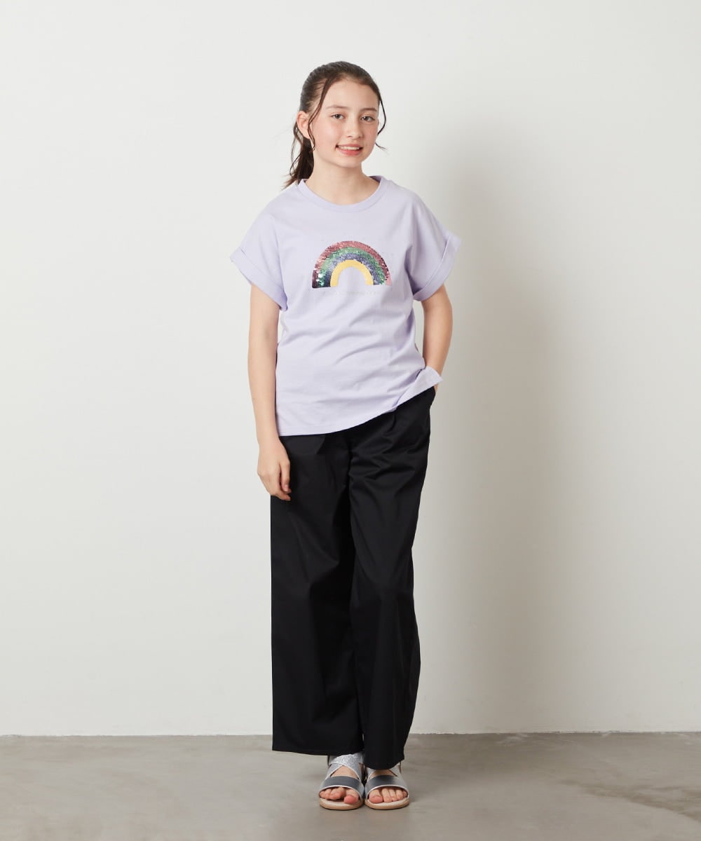 KJKFV46019 a.v.v KIDS(アー・ヴェ・ヴェ) [100-130]スパンコールＴシャツ ホワイト