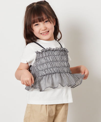 KJKFW43034 a.v.v KIDS [140-150]チュールキャミドッキングＴシャツ