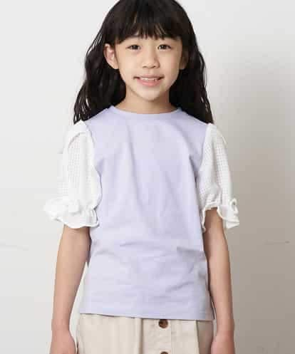 KJKGM65019 a.v.v KIDS [100-130]シアーチェックノットリボンパフスリーブカットソー[WEB限定サイズ]