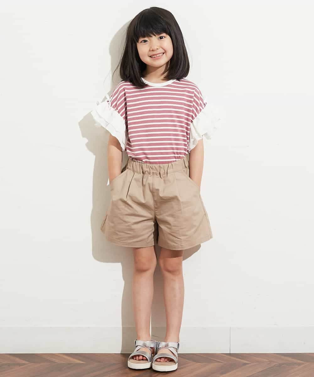 KJKGM67019 a.v.v KIDS(アー・ヴェ・ヴェ) [100-130]リボンデザインボーダーＴシャツ[WEB限定サイズ] アイボリー×ブラックボーダー