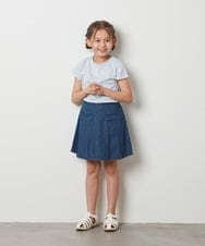 KJKGS06019 a.v.v KIDS(アー・ヴェ・ヴェ) [100-130]ロゴ刺繍Ｔシャツ ライトブルー