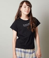 KJKGS06019 a.v.v KIDS(アー・ヴェ・ヴェ) [100-130]ロゴ刺繍Ｔシャツ ブラック