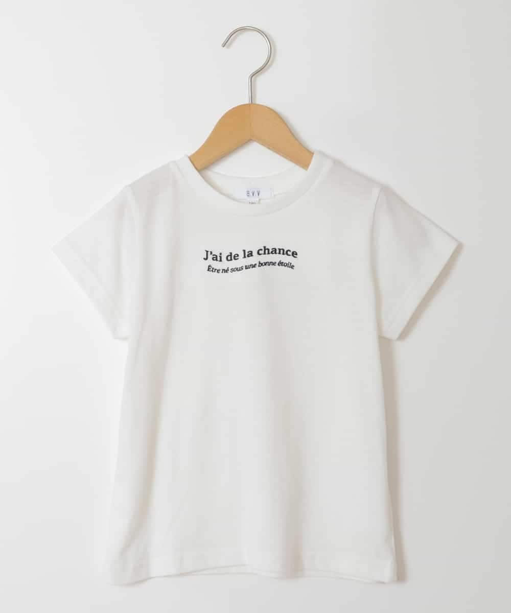 KJKGS06019 a.v.v KIDS(アー・ヴェ・ヴェ) [100-130]ロゴ刺繍Ｔシャツ ホワイト