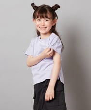 KJKGX08016 a.v.v KIDS(アー・ヴェ・ヴェ) [160]ギンガムスリーブﾞTシャツ ラベンダー