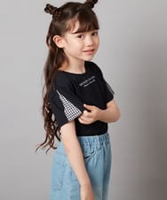 KJKGX08016 a.v.v KIDS(アー・ヴェ・ヴェ) [160]ギンガムスリーブﾞTシャツ ホワイト