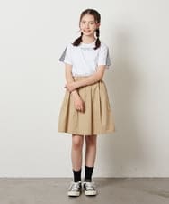 KJKGX08016 a.v.v KIDS(アー・ヴェ・ヴェ) [160]ギンガムスリーブﾞTシャツ ホワイト