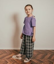 KJKHQ64029 a.v.v KIDS(アー・ヴェ・ヴェ) [140-150]リボンデザイン肩あきTシャツ パープル