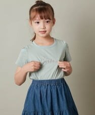 KJKHS26019 a.v.v KIDS(アー・ヴェ・ヴェ) [100-130]ラインストーンロゴオフショルＴシャツ ホワイト