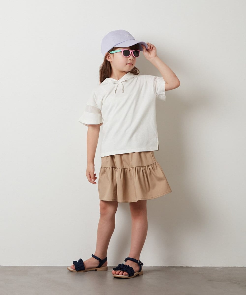 KJKHU21029 a.v.v KIDS(アー・ヴェ・ヴェ) [160]袖シアーフーディTシャツ ブラック