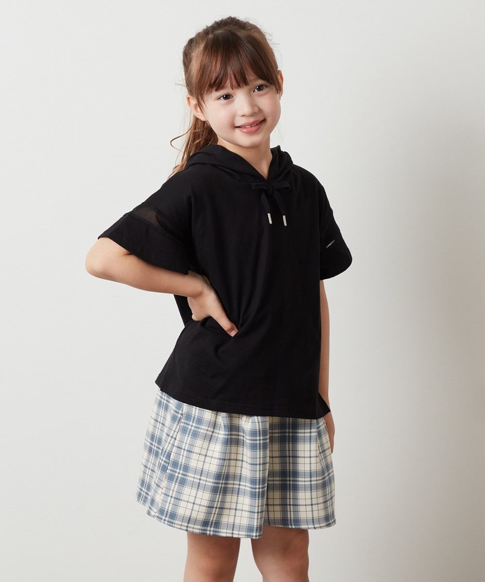 160]袖シアーフーディTシャツ(カットソー・Tシャツ) | a.v.v KIDS(アー