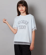 KJKHV29019 a.v.v KIDS(アー・ヴェ・ヴェ) [120-130]チュールレイヤードTシャツ ブラック