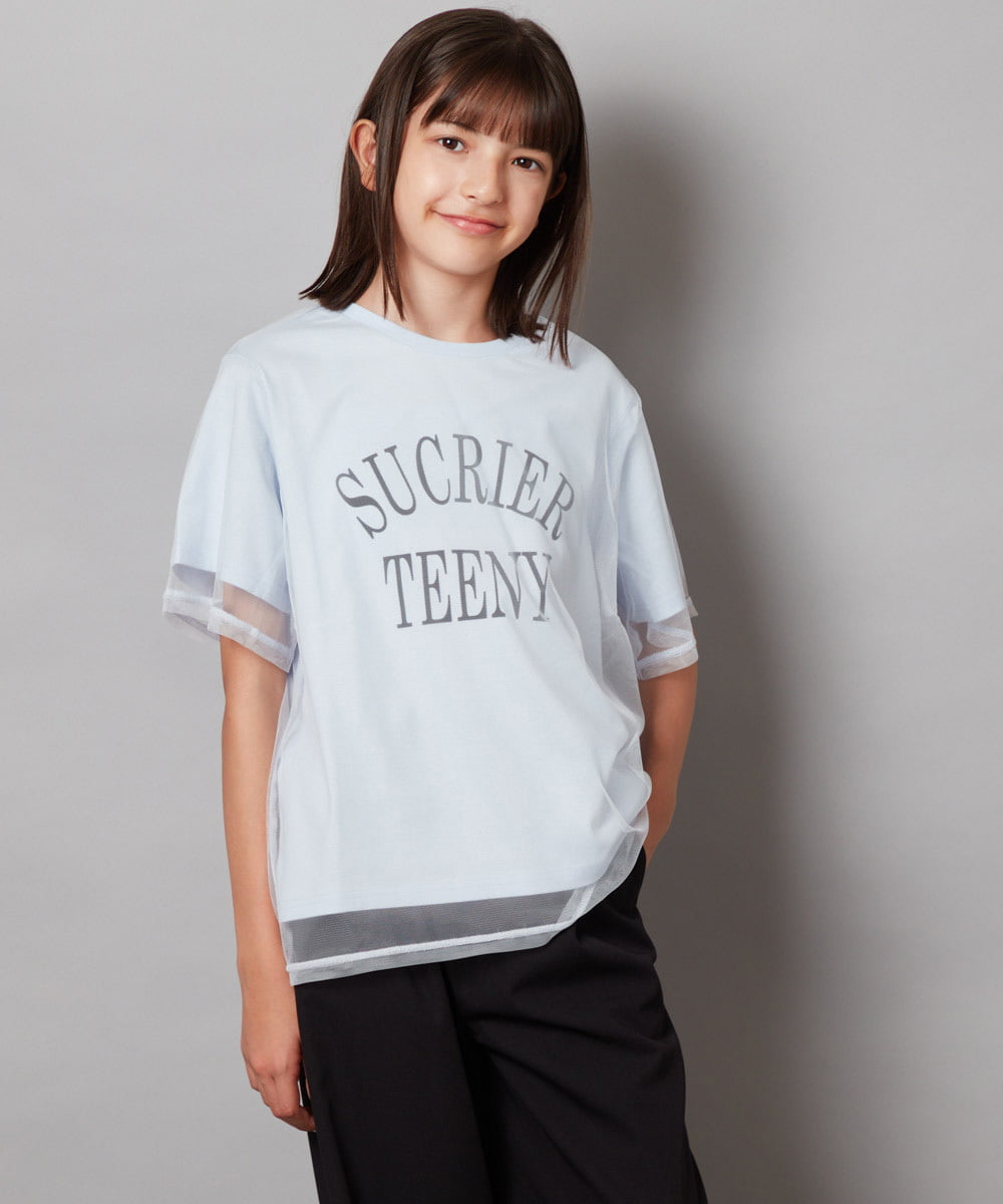 KJKHV29019 a.v.v KIDS(アー・ヴェ・ヴェ) [120-130]チュールレイヤードTシャツ ブラック