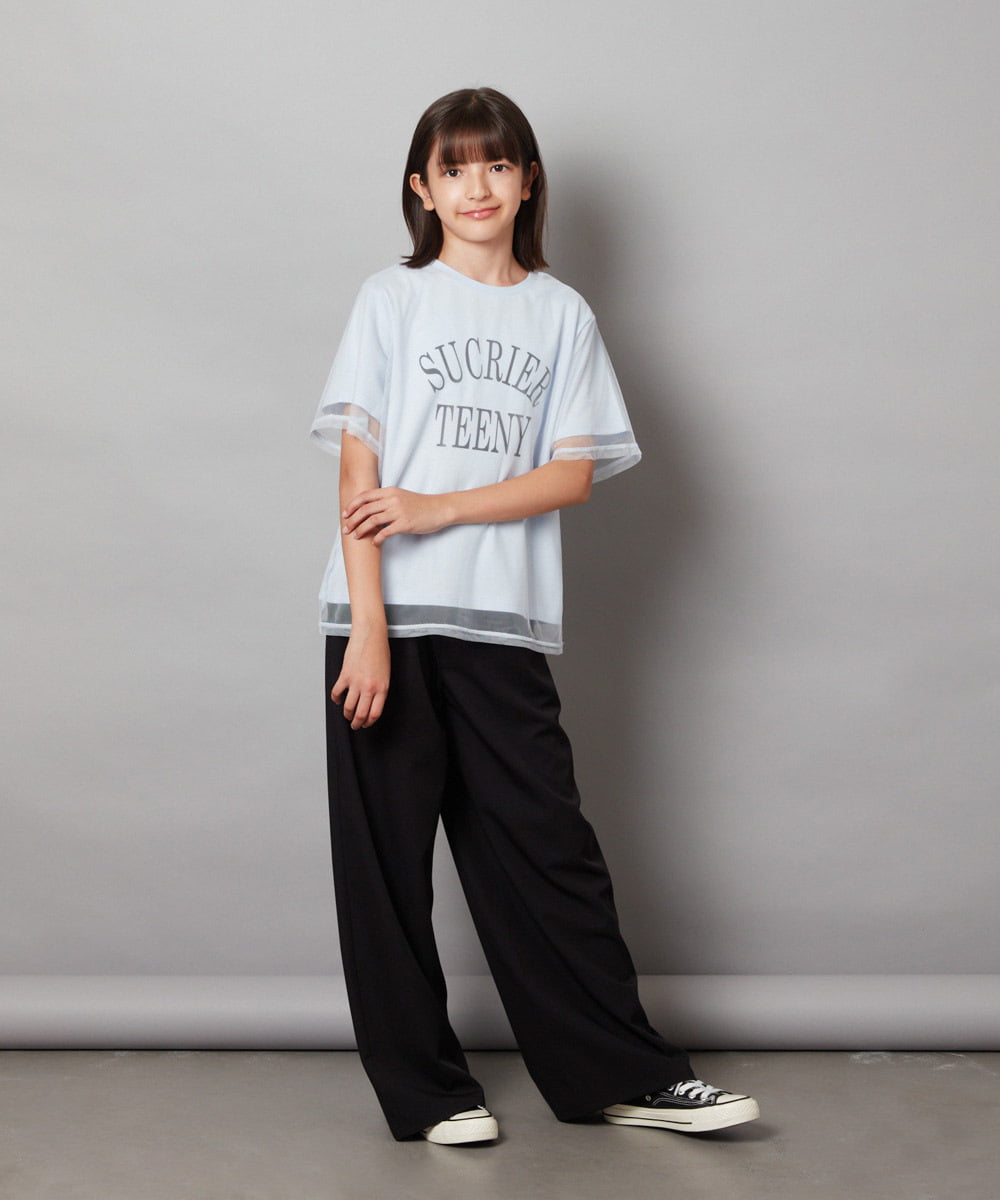 KJKHV29019 a.v.v KIDS(アー・ヴェ・ヴェ) [120-130]チュールレイヤードTシャツ ブラック