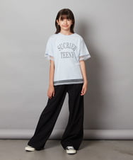 KJKHV29019 a.v.v KIDS(アー・ヴェ・ヴェ) [120-130]チュールレイヤードTシャツ ブラック