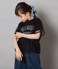 KJKHV29019 a.v.v KIDS(アー・ヴェ・ヴェ) [120-130]チュールレイヤードTシャツ ブラック