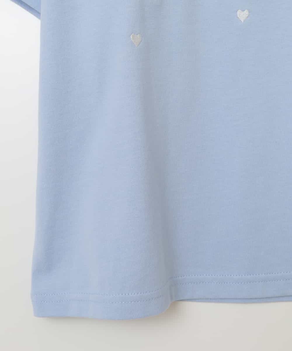 KJKHX21029 a.v.v KIDS(アー・ヴェ・ヴェ) [160]【接触冷感】ハート刺繍＆ロゴプリントゆるTシャツ ライトブルー