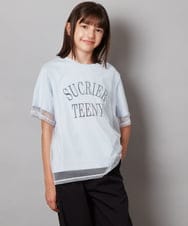 KJKHX29029 a.v.v KIDS(アー・ヴェ・ヴェ) [160]チュールレイヤードTシャツ ライトブルー