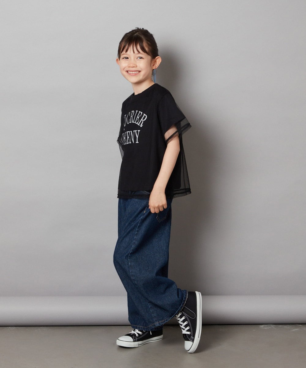 KJKHX29029 a.v.v KIDS(アー・ヴェ・ヴェ) [160]チュールレイヤードTシャツ ライトブルー