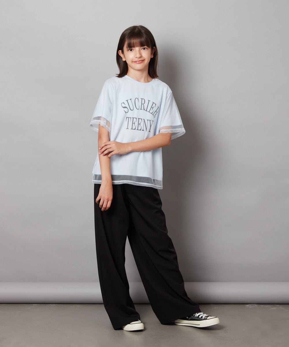 KJKHX29029 a.v.v KIDS(アー・ヴェ・ヴェ) [160]チュールレイヤードTシャツ ライトブルー