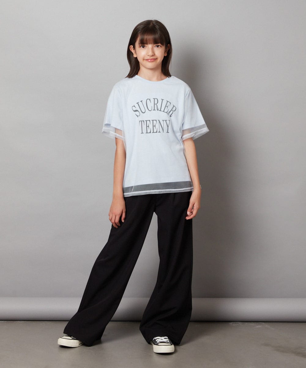 KJKHX29029 a.v.v KIDS(アー・ヴェ・ヴェ) [160]チュールレイヤードTシャツ ライトブルー