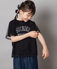 KJKHX29029 a.v.v KIDS(アー・ヴェ・ヴェ) [160]チュールレイヤードTシャツ ブラック