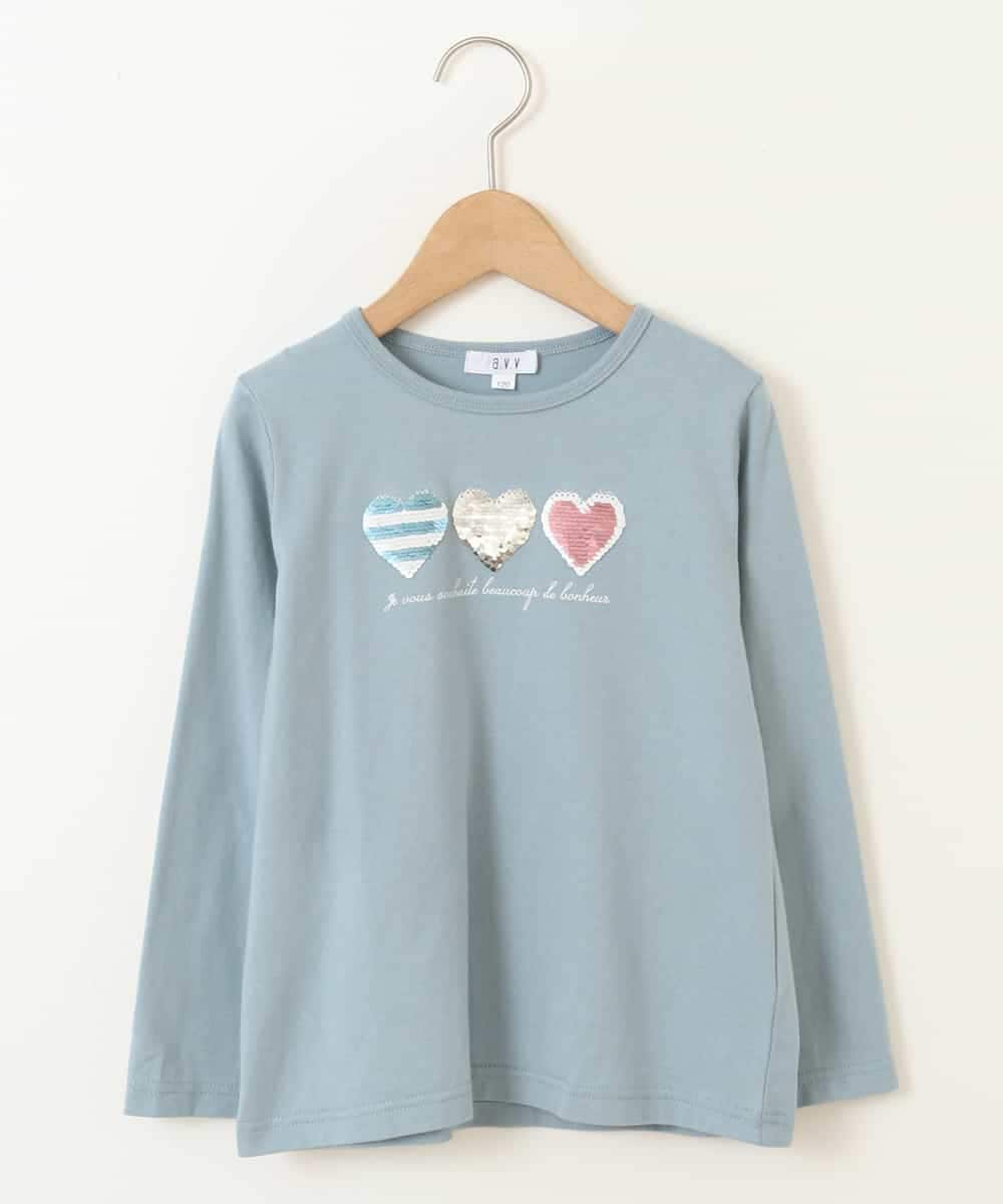 KJKJP31019 a.v.v KIDS(アー・ヴェ・ヴェ) [100-130]スパンコールアソート長袖Tシャツ ライトブルー