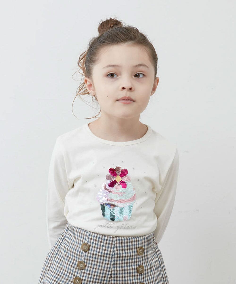 KJKJQ31024 a.v.v KIDS(アー・ヴェ・ヴェ) [140-150]スパンコールアソート長袖Tシャツ ネイビー