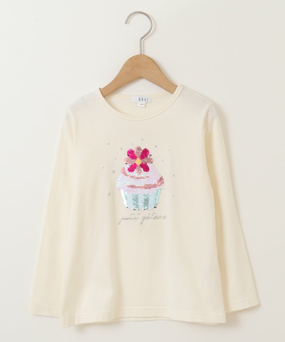 KJKJQ31024 a.v.v KIDS(アー・ヴェ・ヴェ) [140-150]スパンコールアソート長袖Tシャツ ネイビー