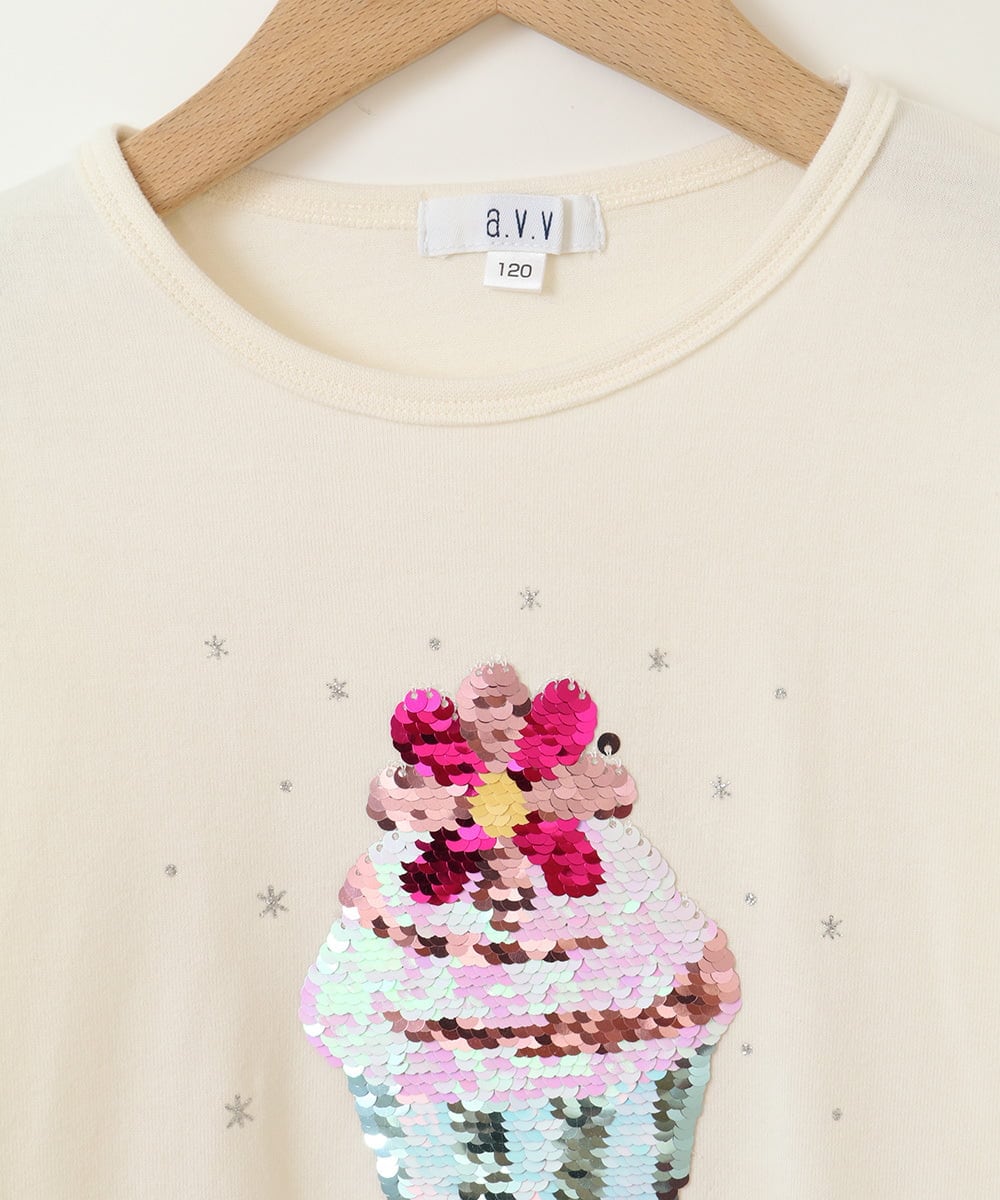 KJKJQ31024 a.v.v KIDS(アー・ヴェ・ヴェ) [140-150]スパンコールアソート長袖Tシャツ ネイビー