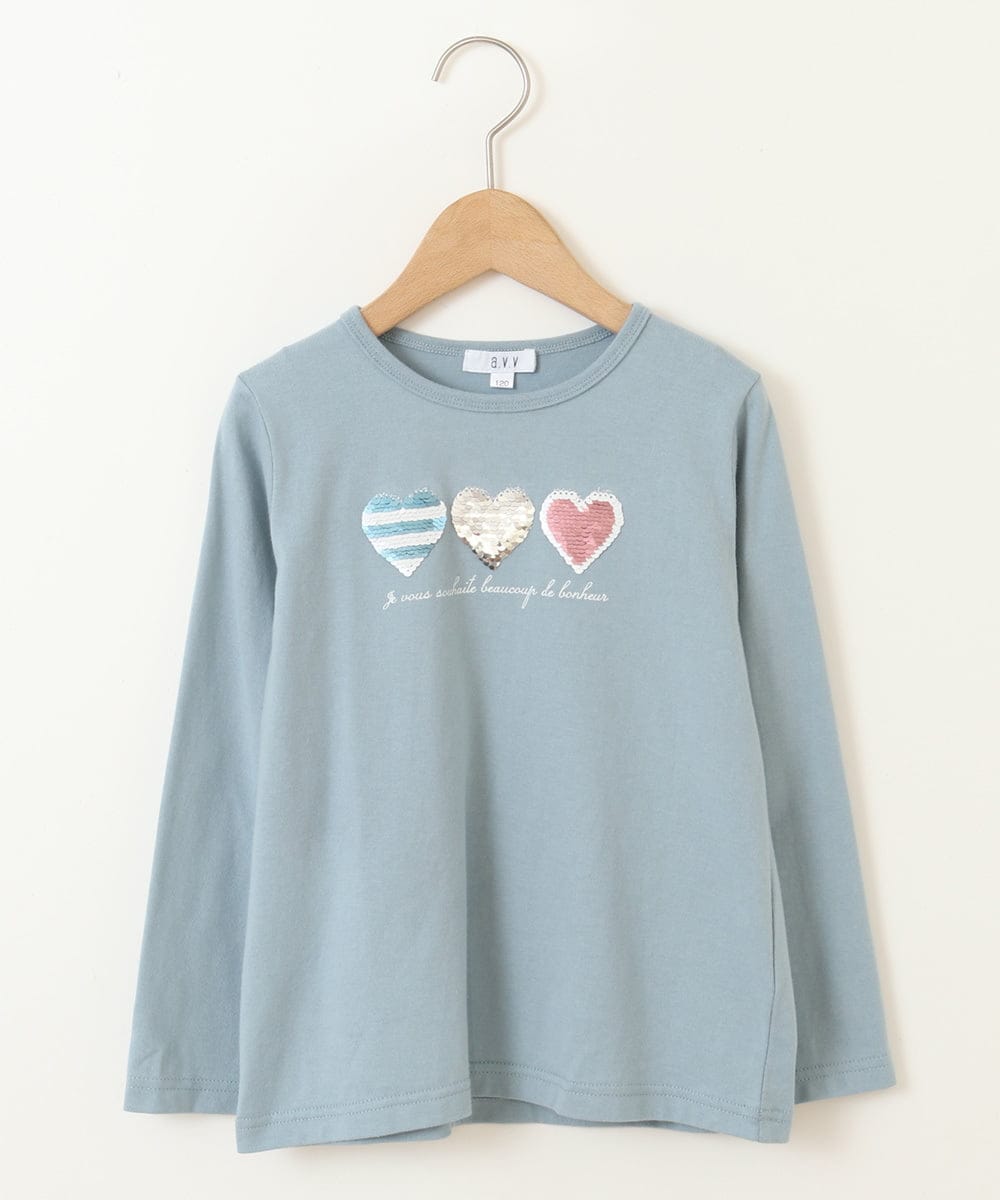 KJKJQ31024 a.v.v KIDS(アー・ヴェ・ヴェ) [140-150]スパンコールアソート長袖Tシャツ ネイビー