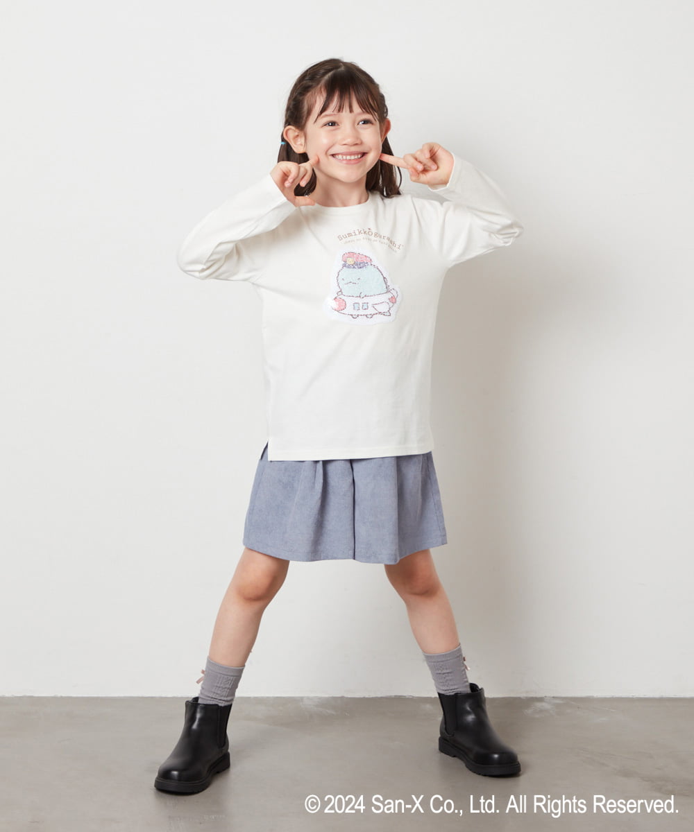 KJKJV80029 a.v.v KIDS(アー・ヴェ・ヴェ) [100-140]【すみっコぐらし】リバーシブルスパンコール長袖Ｔシャツ アイボリー