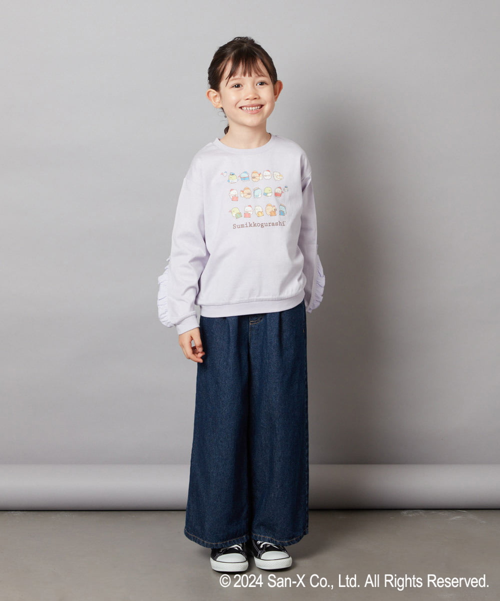 KJKJV81029 a.v.v KIDS(アー・ヴェ・ヴェ) [100-140]【すみっコぐらし】袖フリルデザイン長袖Ｔシャツ ラベンダー