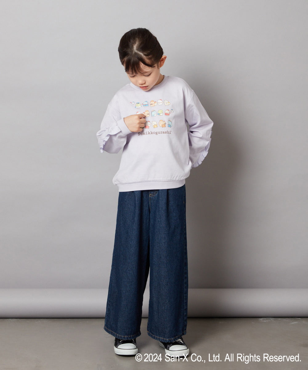 KJKJV81029 a.v.v KIDS(アー・ヴェ・ヴェ) [100-140]【すみっコぐらし】袖フリルデザイン長袖Ｔシャツ ラベンダー