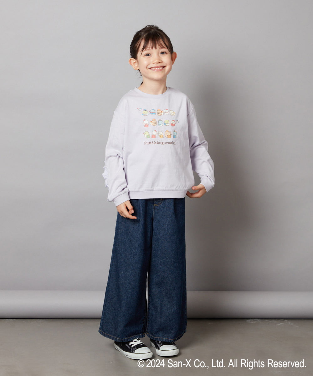 KJKJV81029 a.v.v KIDS(アー・ヴェ・ヴェ) [100-140]【すみっコぐらし】袖フリルデザイン長袖Ｔシャツ ラベンダー