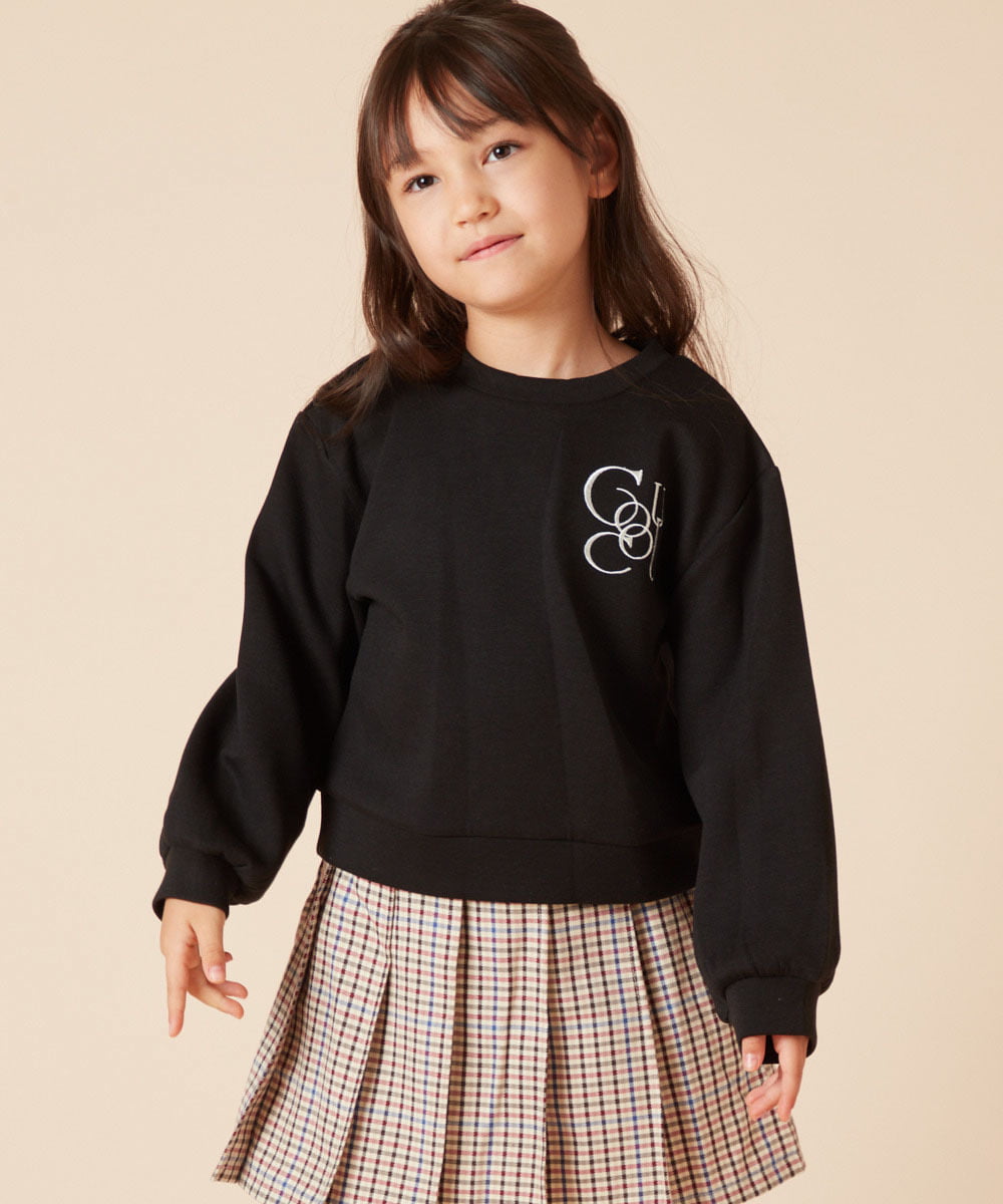 KJKKV41029 a.v.v KIDS(アー・ヴェ・ヴェ) [120-130]ワンポイントロゴ刺繍トレーナー ブラック