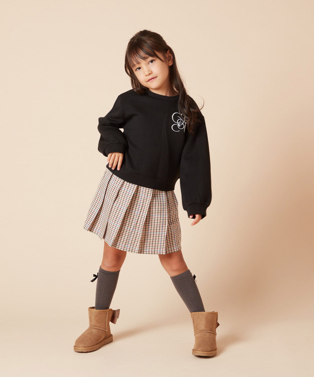 KJKKW41034 a.v.v KIDS(アー・ヴェ・ヴェ) [140-150]ワンポイントロゴ刺繍トレーナー ブラック