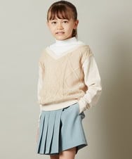 KJKLS65024 a.v.v KIDS(アー・ヴェ・ヴェ) [100-130]ケーブルニットレイヤードトップス アイボリー