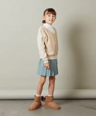 KJKLS65024 a.v.v KIDS(アー・ヴェ・ヴェ) [100-130]ケーブルニットレイヤードトップス アイボリー