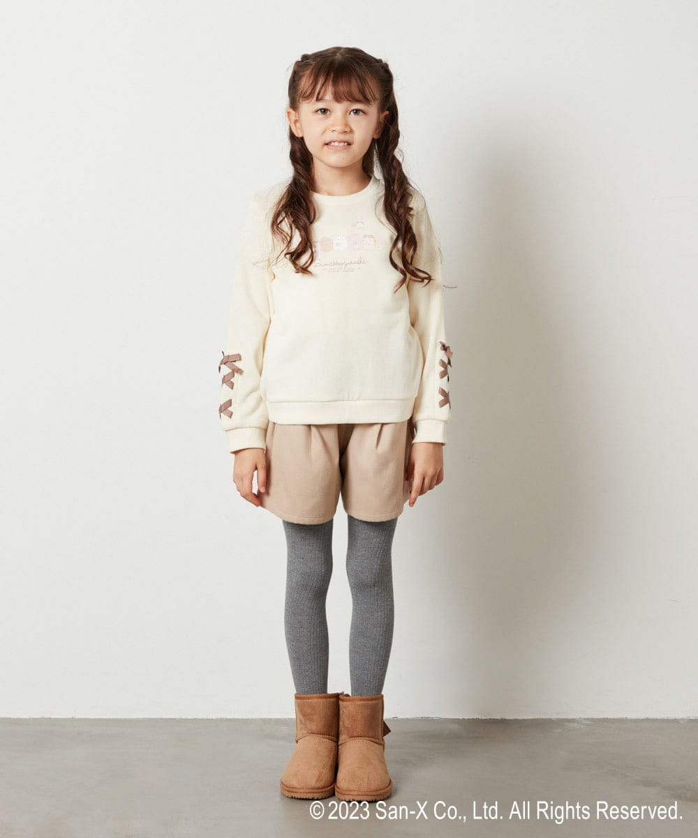 KJKLS82029 a.v.v KIDS(アー・ヴェ・ヴェ) [100-140]【すみっコぐらし】袖リボントレーナー アイボリー