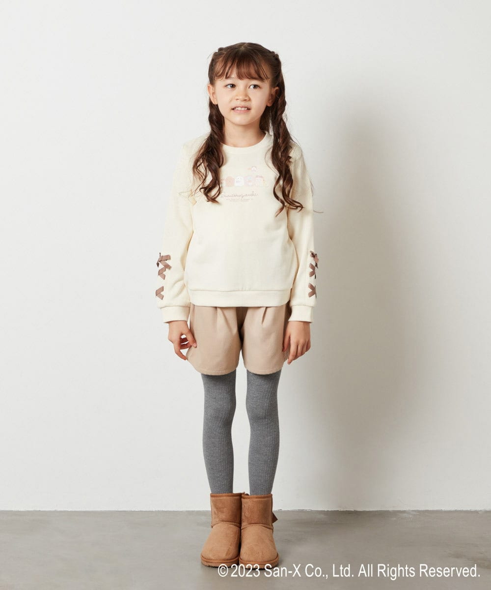 KJKLS82029 a.v.v KIDS(アー・ヴェ・ヴェ) [100-140]【すみっコぐらし】袖リボントレーナー アイボリー