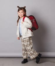 KJLAA03034 a.v.v KIDS(アー・ヴェ・ヴェ) [120-130]サスペンダー付きワイドパンツ ベージュ(チェック)