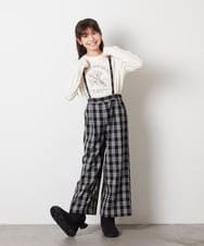 KJLAA03034 a.v.v KIDS(アー・ヴェ・ヴェ) [120-130]サスペンダー付きワイドパンツ ベージュ(チェック)